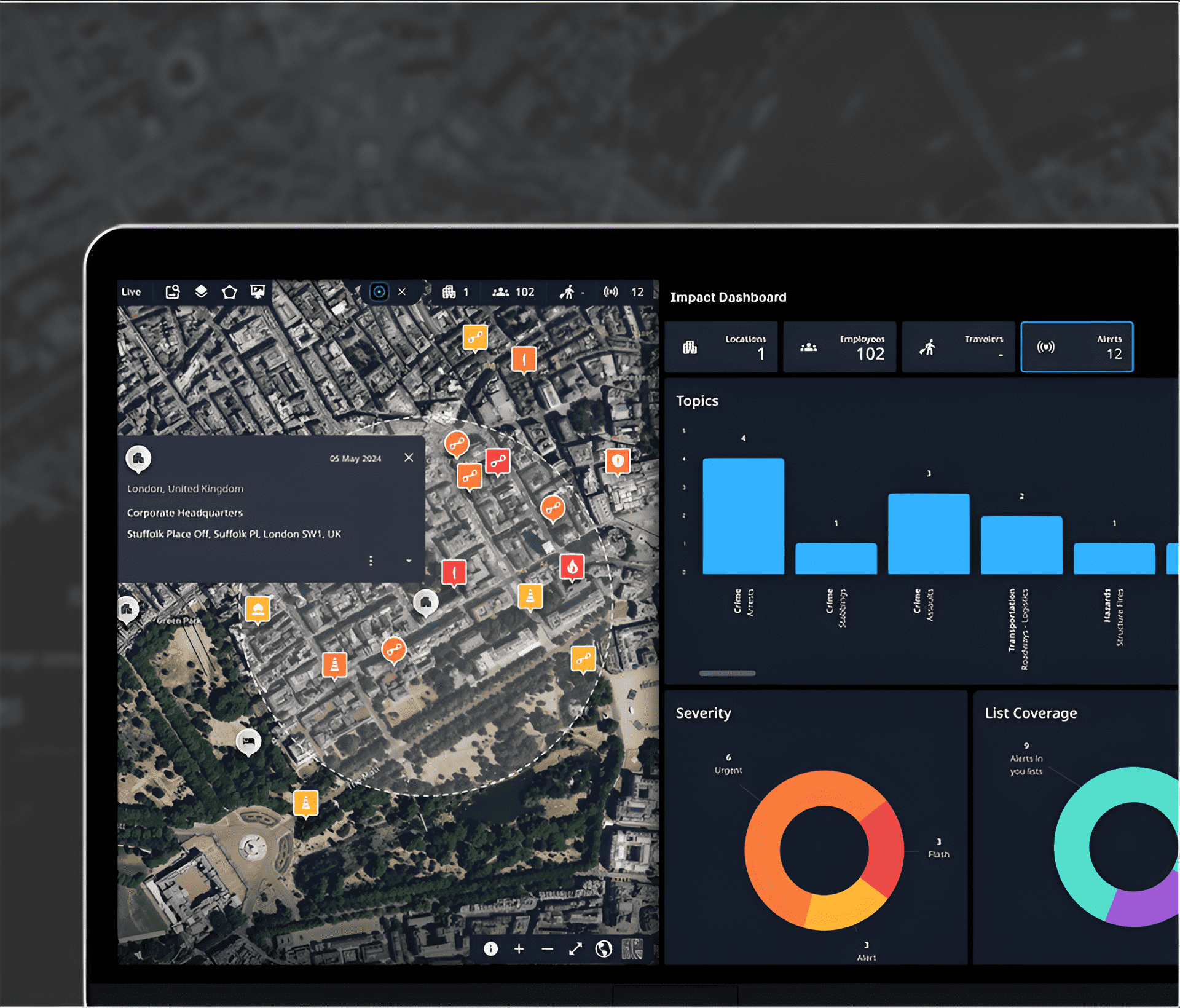 Dataminr's Event and Facility Safety use case in its Corporate Security solution.