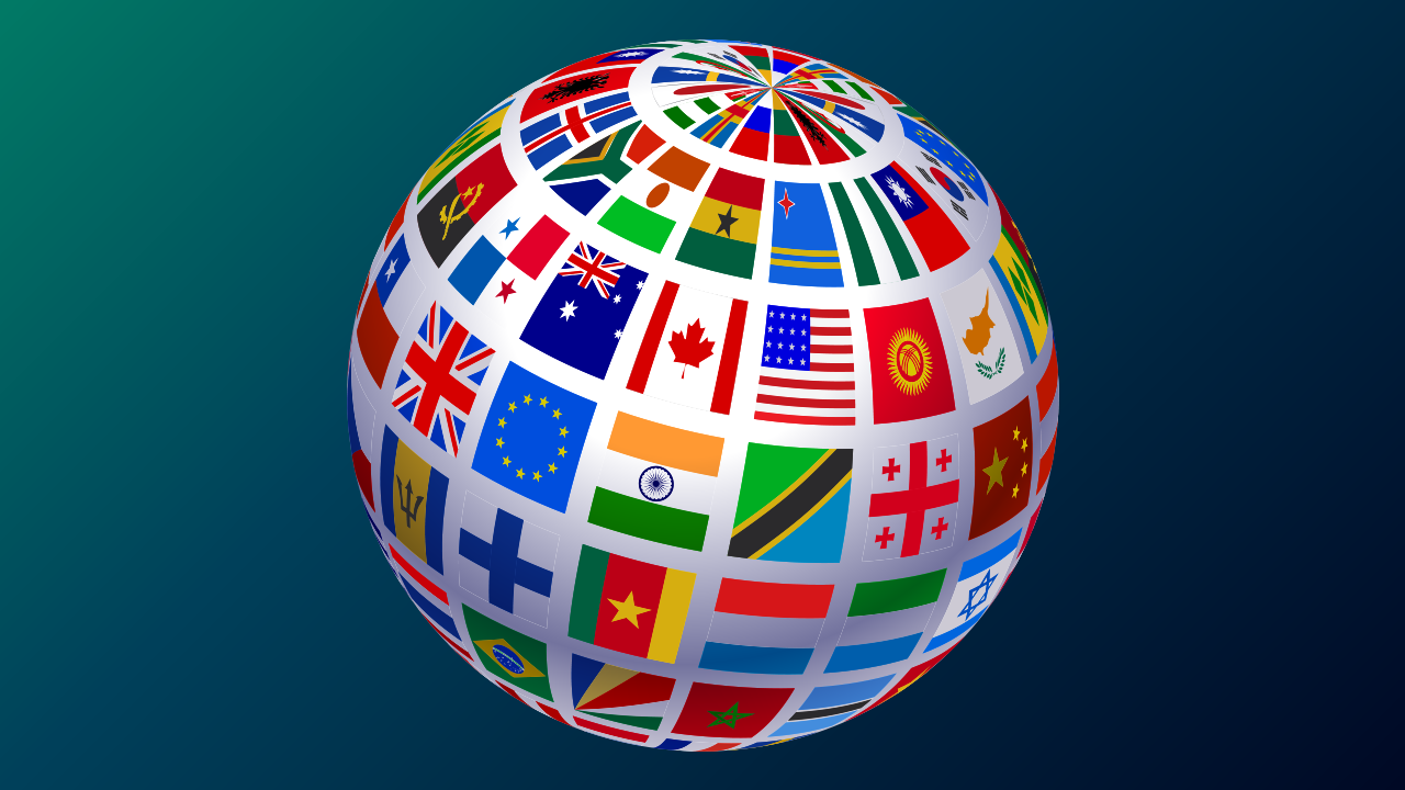 sphere showcasing country flags